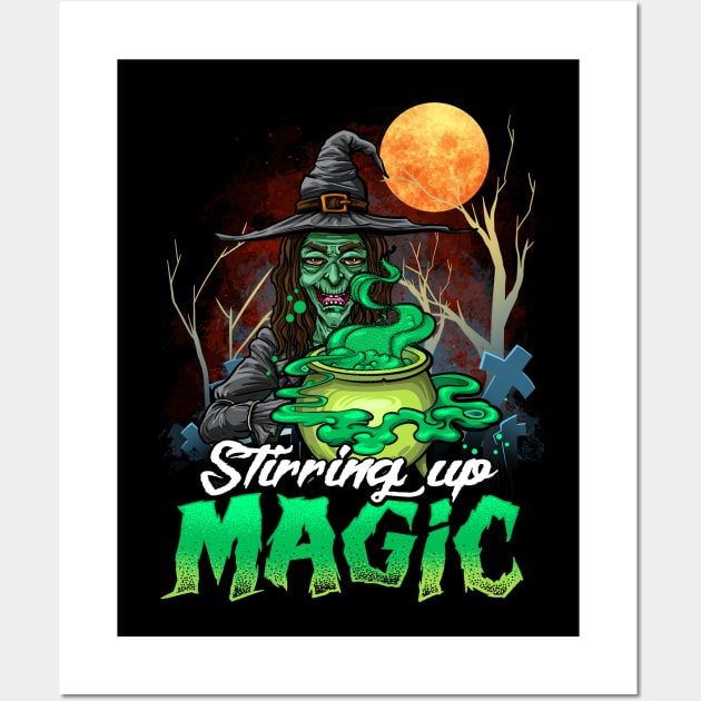 SCARY WICKED WITCH IS STIRRING UP MAGIC Wall Art by TexasTeez